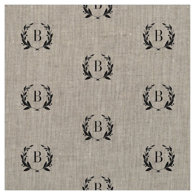 Rustic Laurel Wreath Monogram Fabric (Swatch)