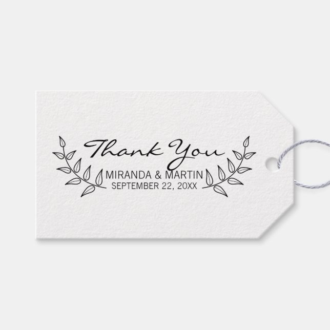 Rustic Laurels Wedding Favour Gift Tags (Front (Horizontal))