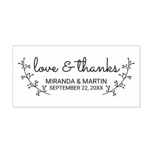 Rustic Laurels Wedding Favour Rubber Stamp