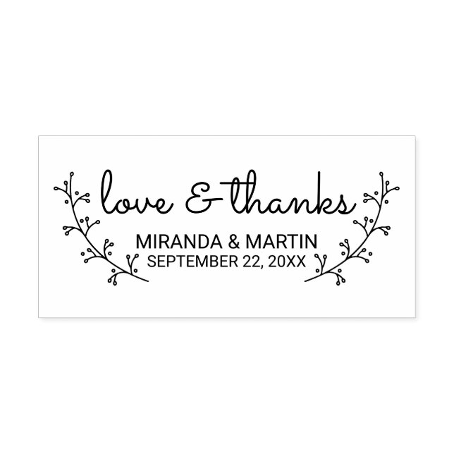 Rustic Laurels Wedding Favour Rubber Stamp (Imprint)
