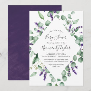 Rustic Lavender and Eucalyptus Baby Shower Invitation