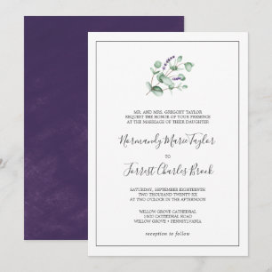Rustic Lavender and Eucalyptus Formal Wedding Invitation