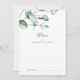 Rustic Lavender and Eucalyptus Wedding Advice Card