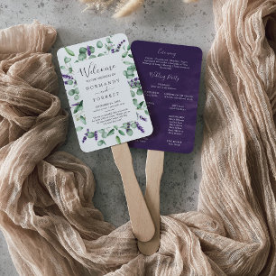 Rustic Lavender and Eucalyptus Wedding Program Fan