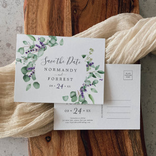 Rustic Lavender Circle Save the Date Postcard