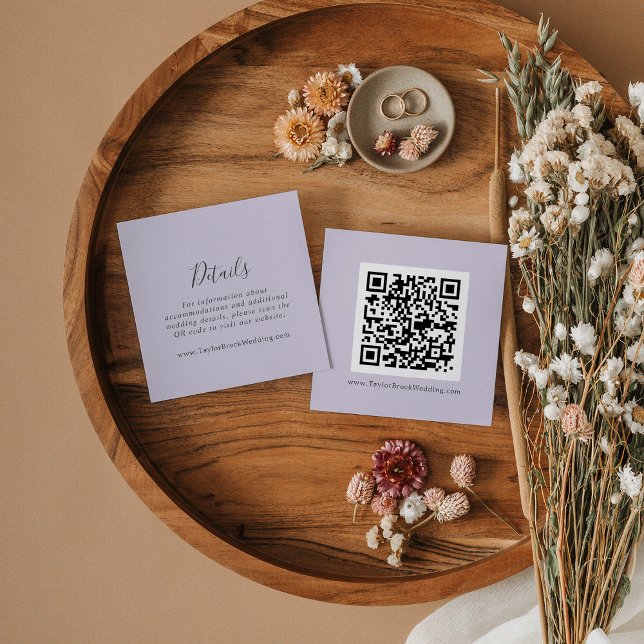Rustic Lavender Coordinate Purple QR Code Details Enclosure Card (Creator Uploaded)