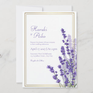 Rustic Lavender Double Line Frame Border Wedding Invitation