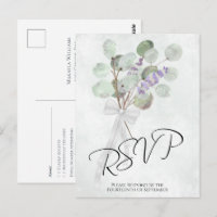 Rustic Lavender Eucalyptus Bouquet Wedding RSVP