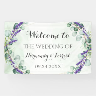 Rustic Lavender Eucalyptus Gold Wedding Backdrop Banner