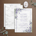 Rustic Lavender Eucalyptus Greenery Wedding Invitation<br><div class="desc">Create the perfect wedding invitation with this beautiful watercolor design featuring lavender and eucalyptus greenery design, featuring hand lettered script typography, and a faux carrera marble background. Thank you sooo much for supporting our small business, we really appreciate it! We are so happy you love this design as much as...</div>