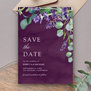 Rustic Lavender Eucalyptus Plum Purple Wedding Save The Date