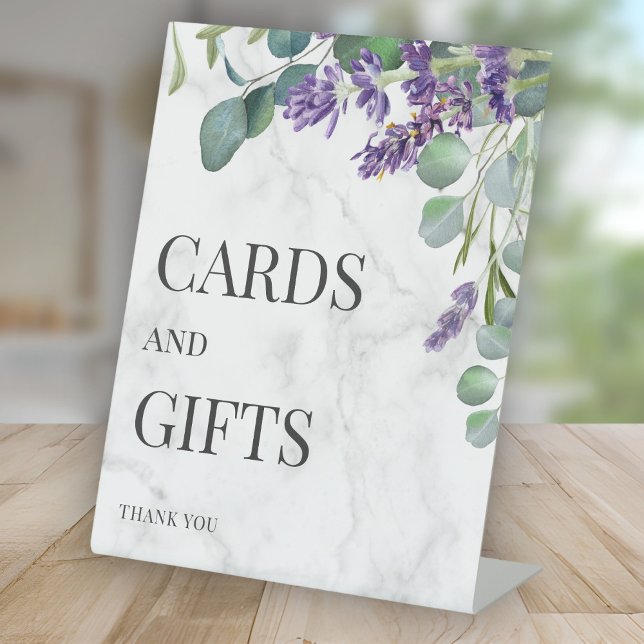 Rustic Lavender Eucalyptus Wedding Card and Gifts Pedestal Sign (Creator Uploaded)