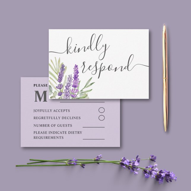Rustic Lavender & Eucalyptus Wedding RSVP Card (Creator Uploaded)