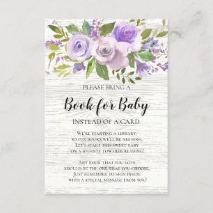 Rustic Lavender Floral Baby Shower Book for Baby Enclosure Card