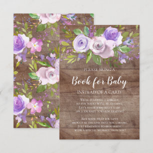 Rustic Lavender Floral Baby Shower Book for Baby Invitation