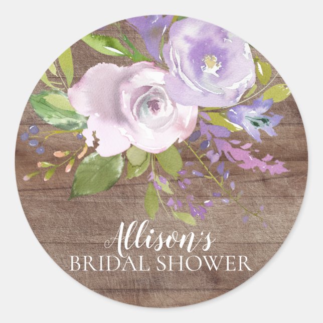 Rustic Lavender Floral Bridal Shower Envelope Seal (Front)