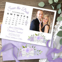 Rustic Lavender Floral Calendar & Photo Wedding