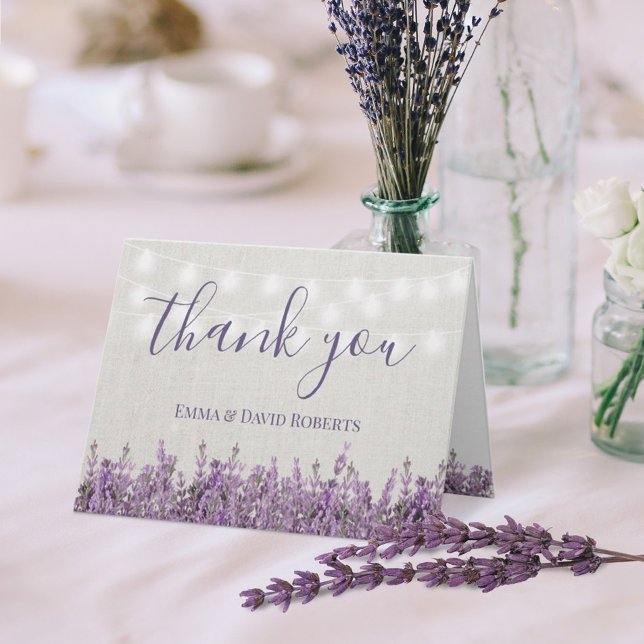 Rustic Lavender Floral Elegant Wedding Thank You Card (Creator Uploaded)