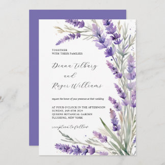 Rustic Lavender Floral Wedding Invitation