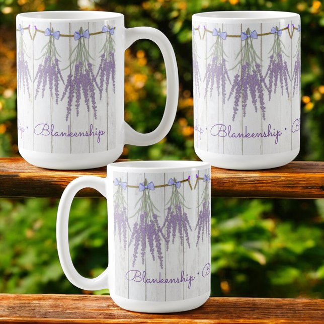 Rustic Lavender Flower Bundle Monogram Template Coffee Mug (views around this 15 oz mug with template tags)