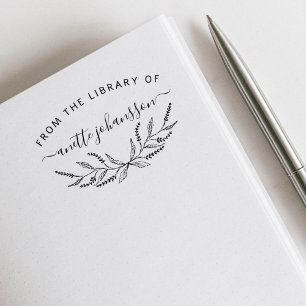 Rustic Lavender Handwritten Custom Library Books Rubber Stamp