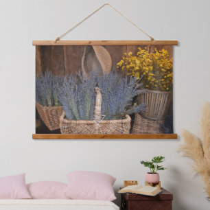 Rustic Lavender Harvest Hanging Tapestry