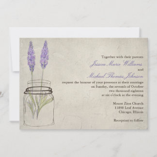 Rustic Lavender Mason Jar | Wedding Invitation
