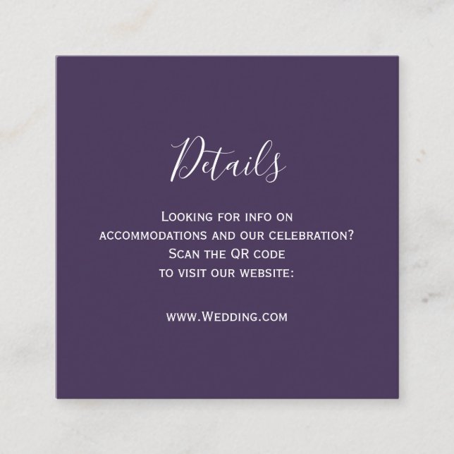 Rustic Lavender Plum QR Code Details Card (Front)
