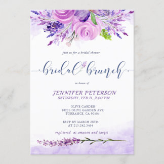 Rustic Lavender Purple Bridal Brunch invitation