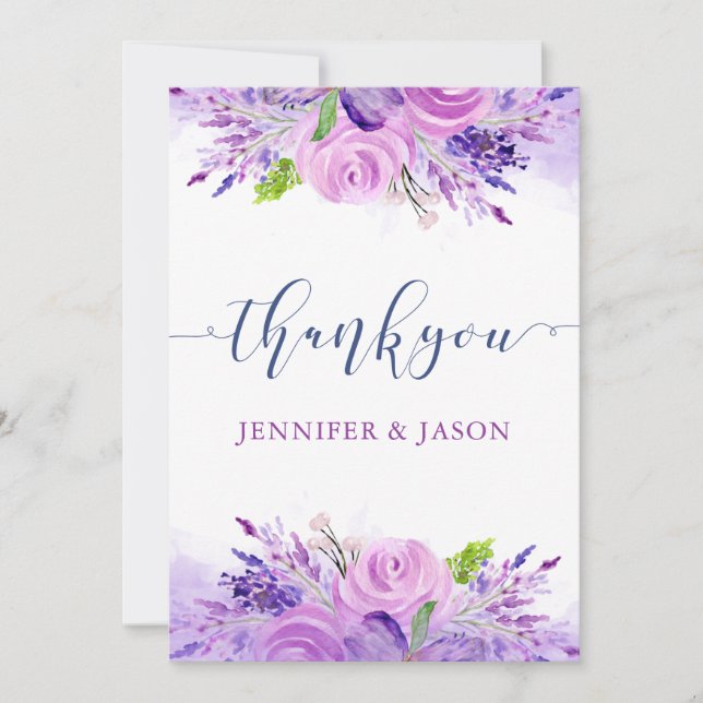 Rustic Lavender Purple Thank You Card (Front)