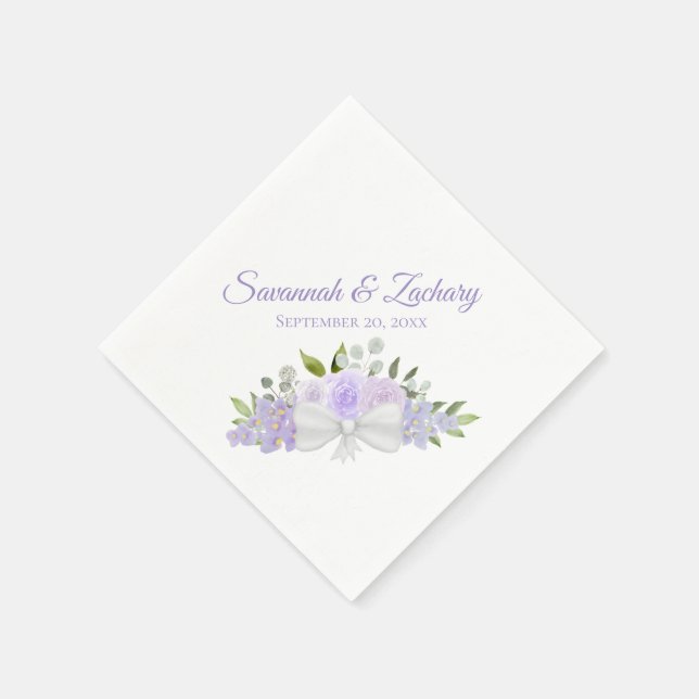 Rustic Lavender Purple Watercolor Floral Wedding Napkin (Corner)