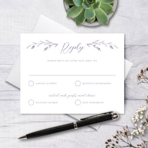 Rustic Lavender Purple Wildflower Wedding RSVP Invitation