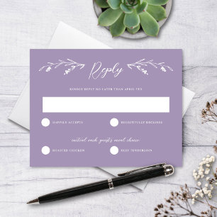 Rustic Lavender Purple Wildflower Wedding RSVP Invitation