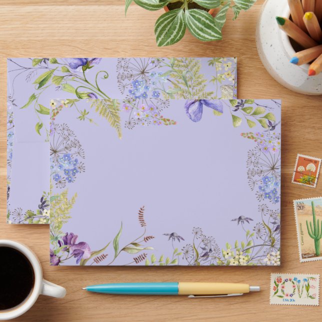 Rustic Lavender & Sage Wildflowers Lavender Envelope (Desk)
