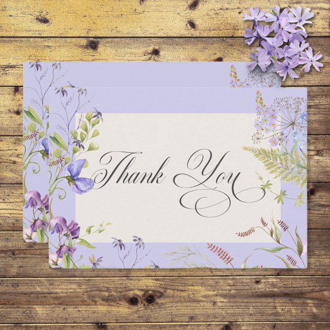 Rustic Lavender & Sage Wildflowers Lavender Thank You Card (Creator Uploaded)