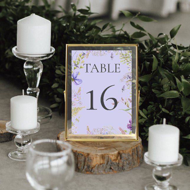 Rustic Lavender Sage Wildflowers Lavender Wedding Table Number (Creator Uploaded)