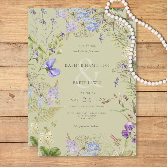 Rustic Lavender & Sage Wildflowers Sage Invitation (Creator Uploaded)