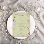 Rustic Lavender & Sage Wildflowers Sage Wedding Menu<br><div class="desc">Introducing our exquisite rustic wedding menu, crafted to capture the essence of your special day with its enchanting design. Picture a sage green backdrop, setting a serene and romantic tone for your celebration. The design is adorned with a delicate frame of ethereal wildflowers in shades of purple, lavender, cream, and...</div>