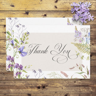 Rustic Lavender & Sage Wildflowers White Thank You Card