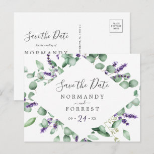 Rustic Lavender Save the Date Postcard
