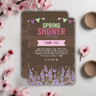 Rustic Lavender Spring Shower Party Baby Shower Thank You Card
