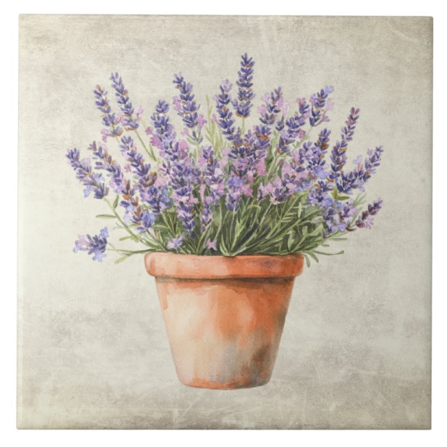 Rustic Lavender Watercolor  Tile (Front)