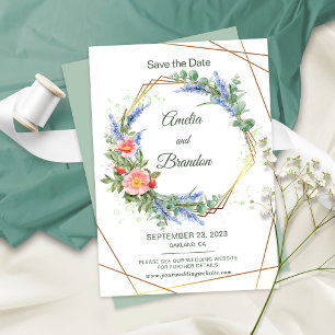 Rustic Lavender Wedding Save the Date Card