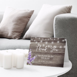 Rustic Lavender Wood Texture Light Wedding Photo Thank You Card