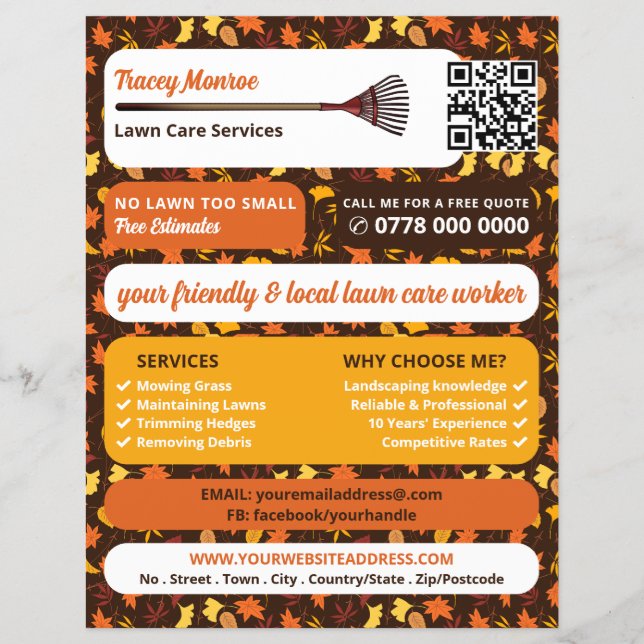 Rustic Leaf Design, Lawn Care Services Flyer (Front)