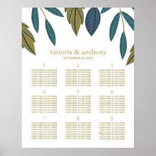 Rustic Leaf Floral Wedding Seating Chart