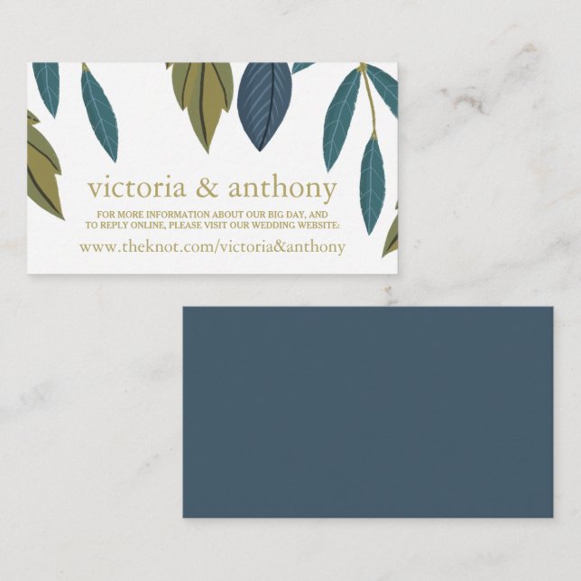 Rustic Leaf Floral Wedding Website Enclosure Card (Front/Back)