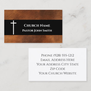 Rustic Leather Church Business Card