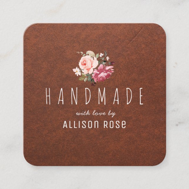 rustic leather homemade business card (Front)