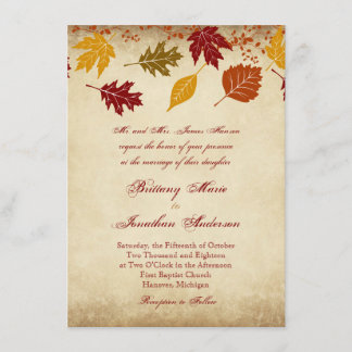Rustic Leaves Autumn Fall Wedding Invitations